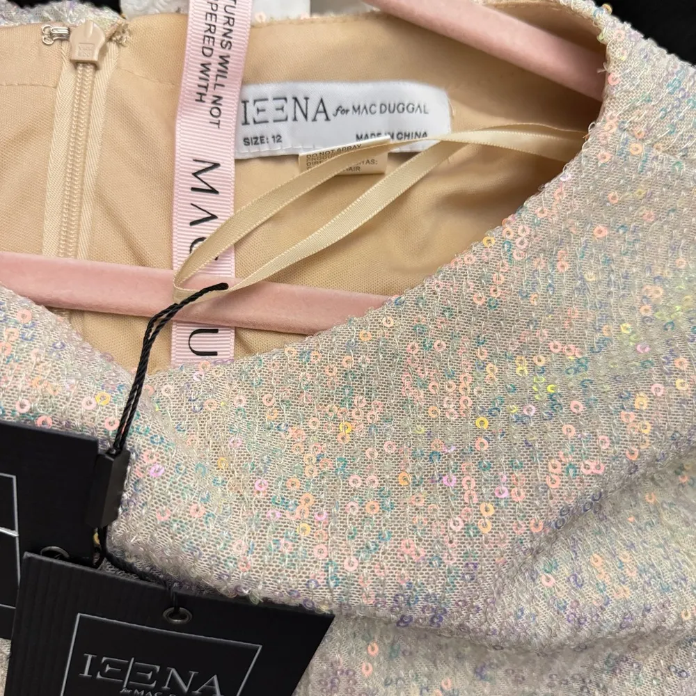 Women's Ieena Sequined Ruched Long Sleeve Boat Neck Gown - Image 10