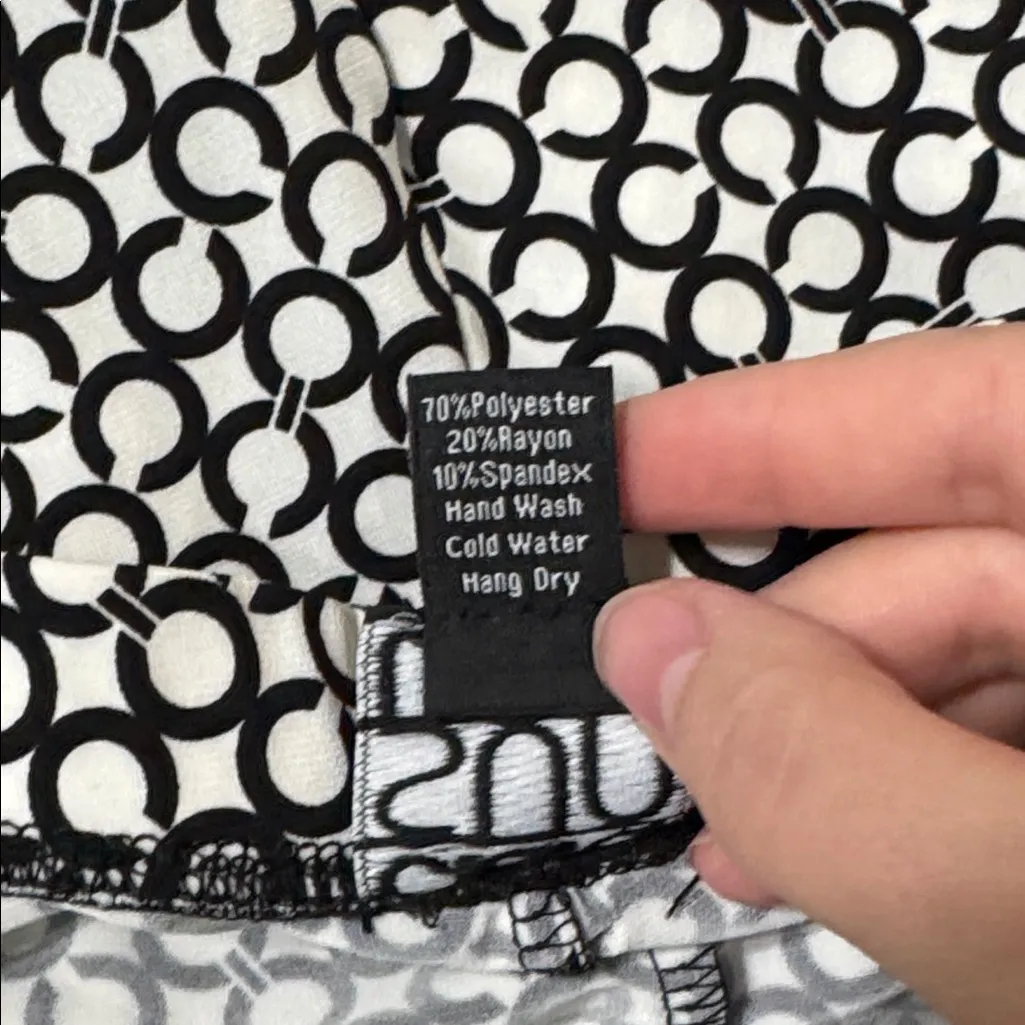 Clara Sun Woo Black Ivory Geometrical Logo Pattern Side Slit Flowy Ankle Pants S - Image 9