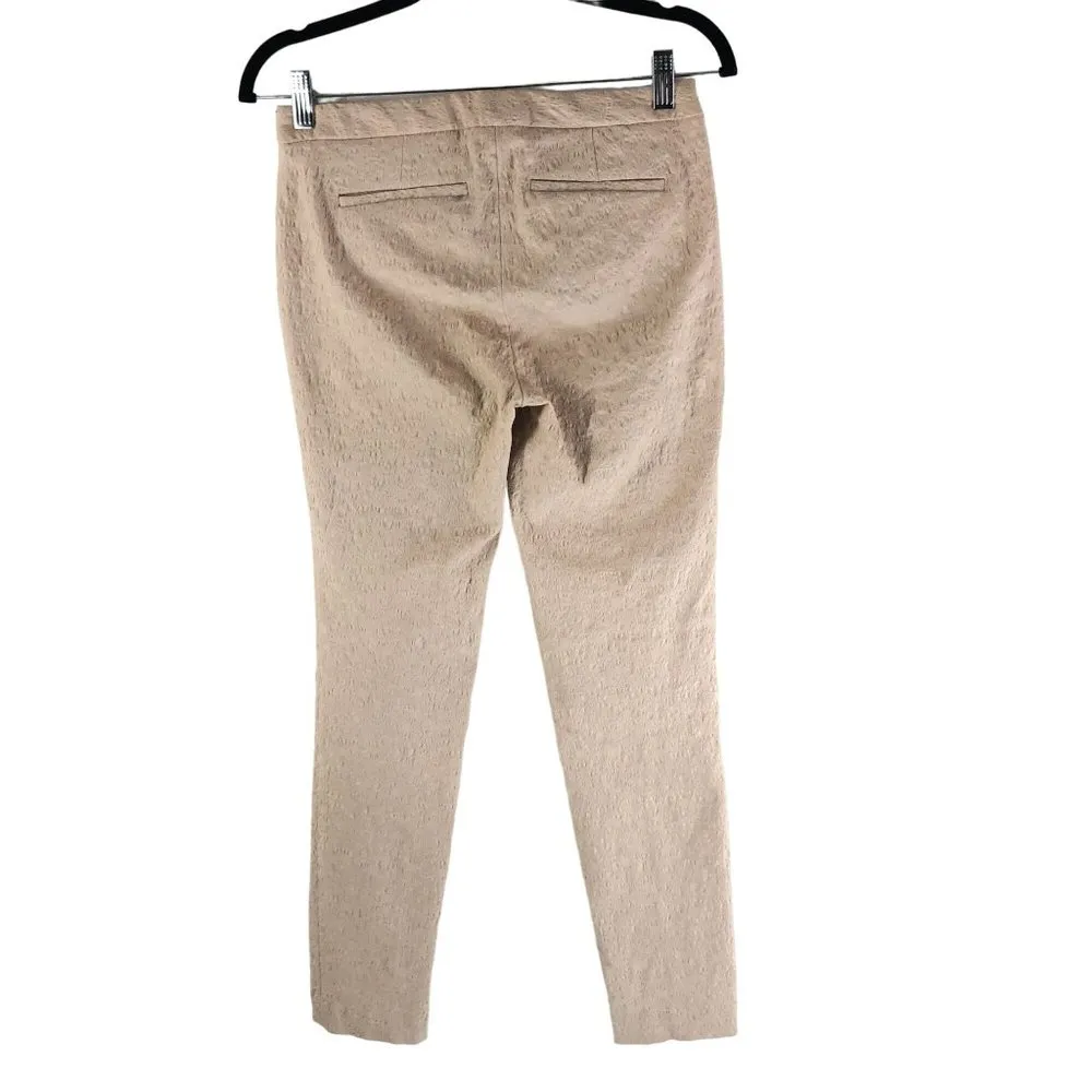 Cynthia Rowley Womens Skinny Pants Textured Tapestry Floral Beige 0 - Image 2