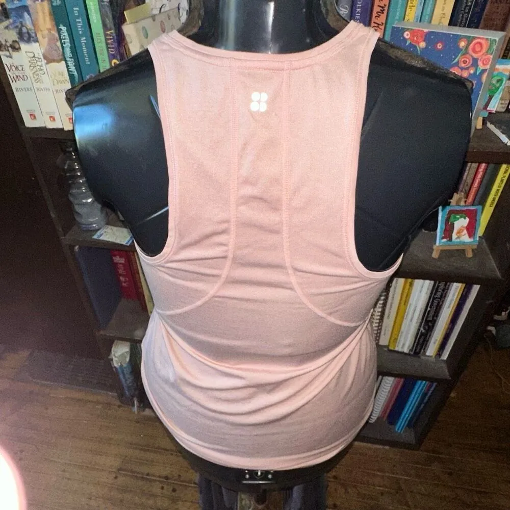 Sweaty Betty pale pink sporty scoop neck S sleeveless top - Image 2