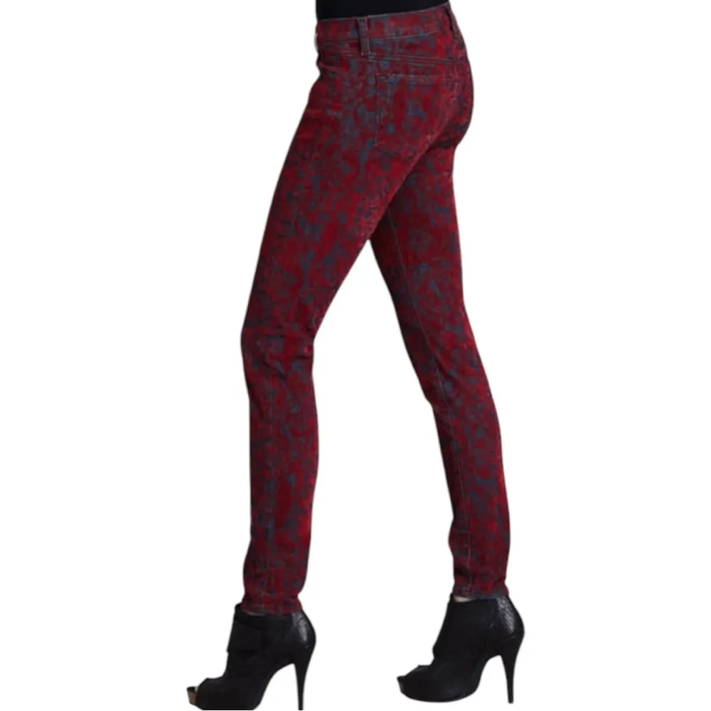 J Brand Skinny Leg Red Brocade Jeans size 26 Baroque NWT Ron Herman - Image 2