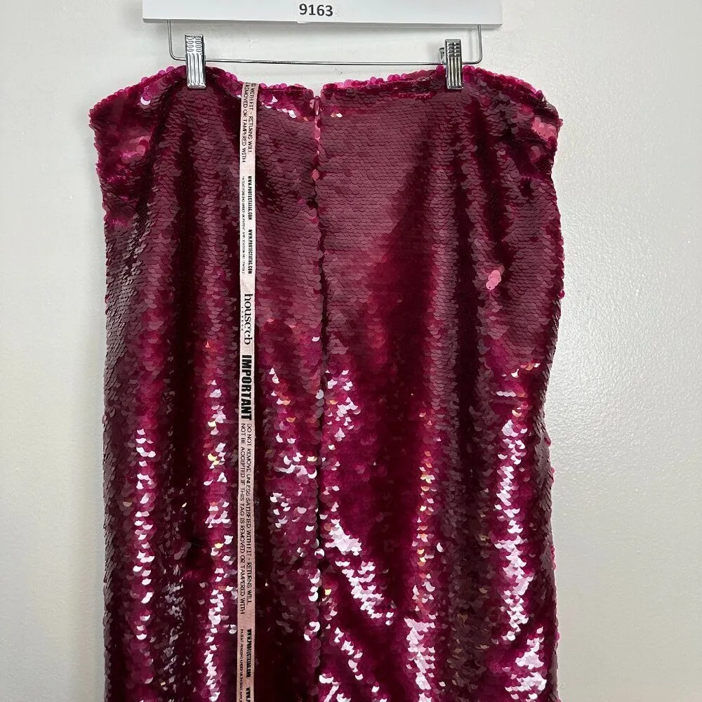 HOUSE OF CB Alexis Sequin Maxi Skirt in Hot Pink Size Large+ - Image 10