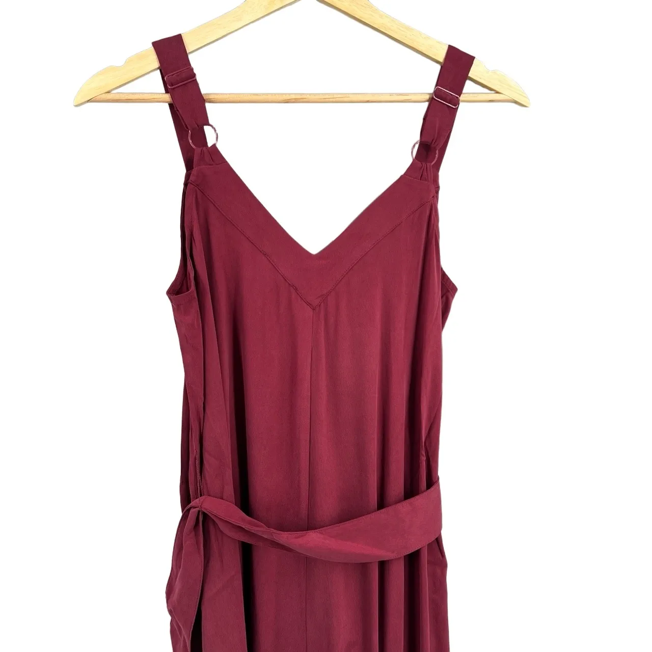 Universal Standard Wide-Leg Sleeveless Jumpsuit Burgundy Cupro Blend 4XS / 00-0 - Image 4