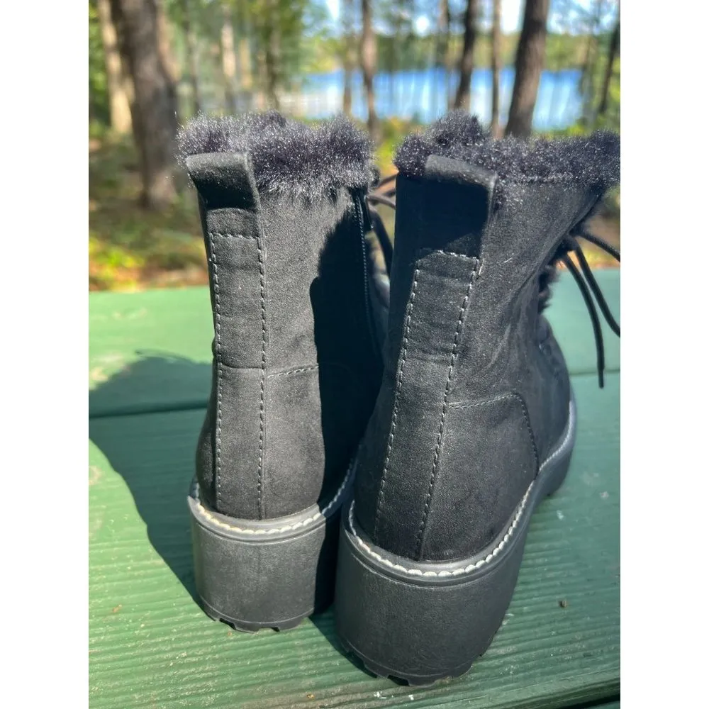 Madden Girl Carra Combat Boots Black Faux Suede Fur Lined Moto Size 8.5 NWT - Image 4