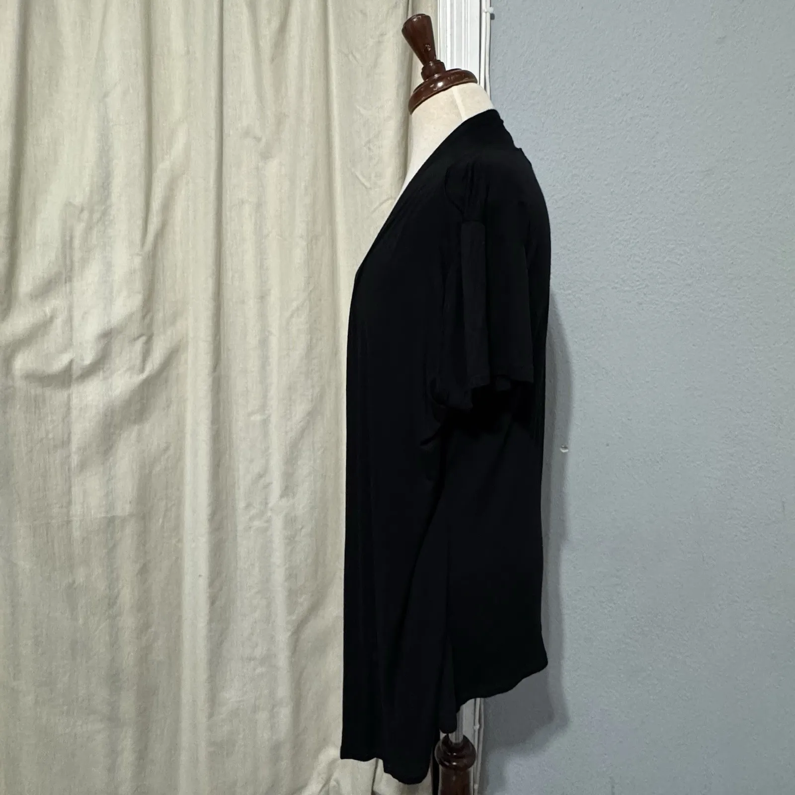 LAVISH Women Black Short Sleeve Open-Front Cardigan Silver Sequined Inner Top XL - Image 4