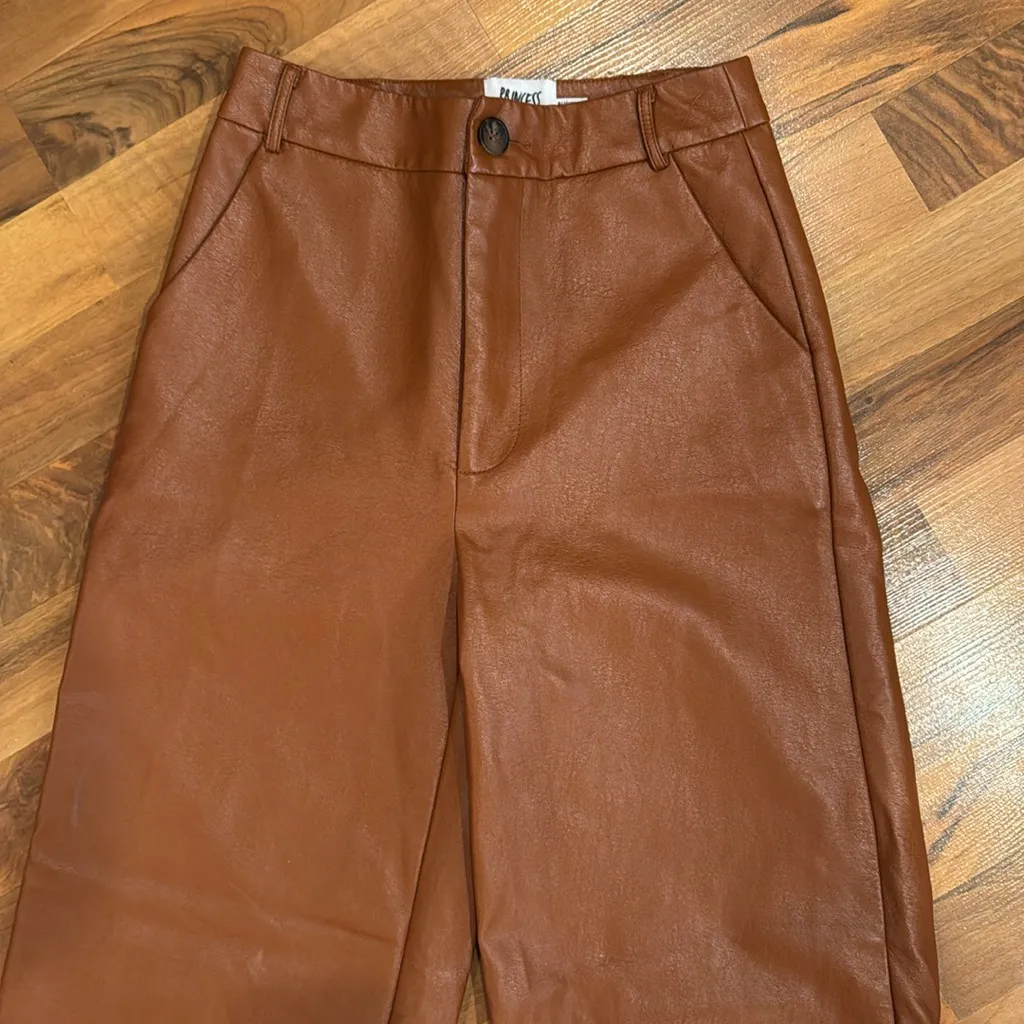 Princess Polly faux leather wide leg trouser‎ pant size 2 - Image 2