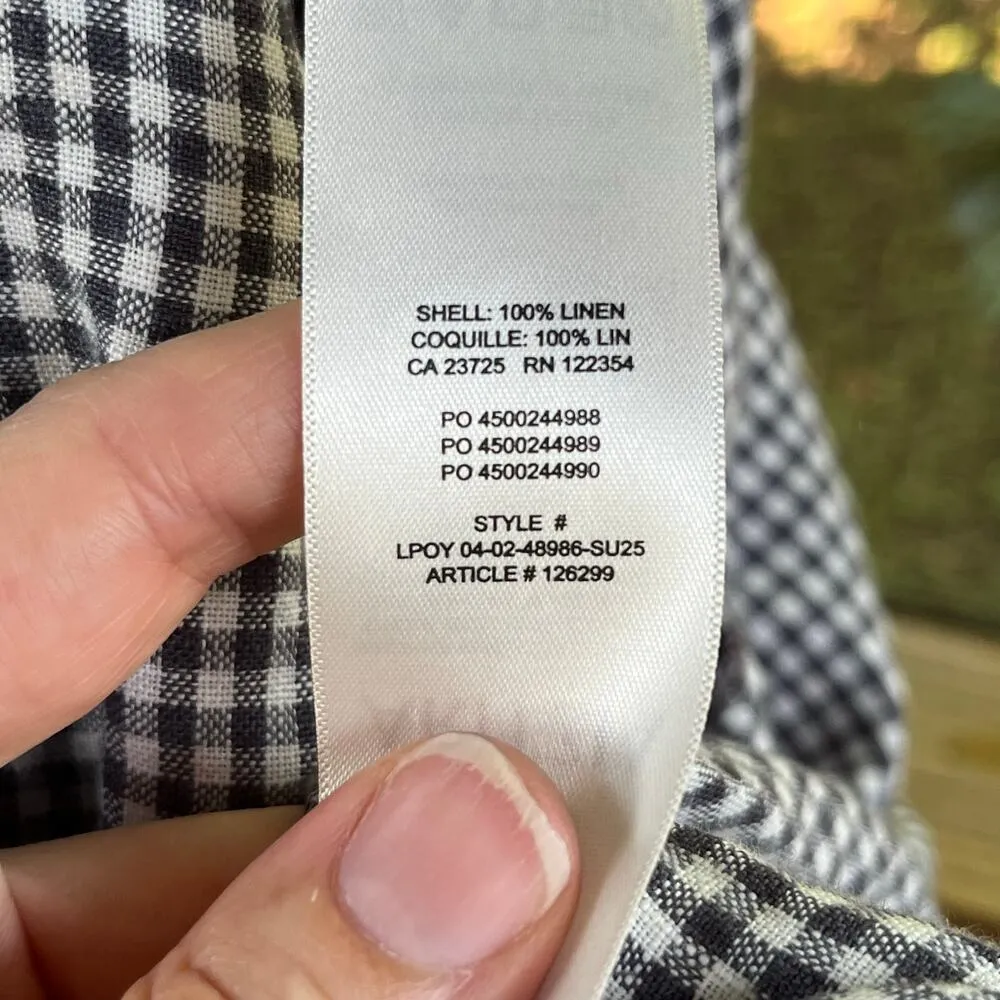 Wilfred Aritzia Violette 100% Linen Blouse Grey And White Check Size M - Image 10