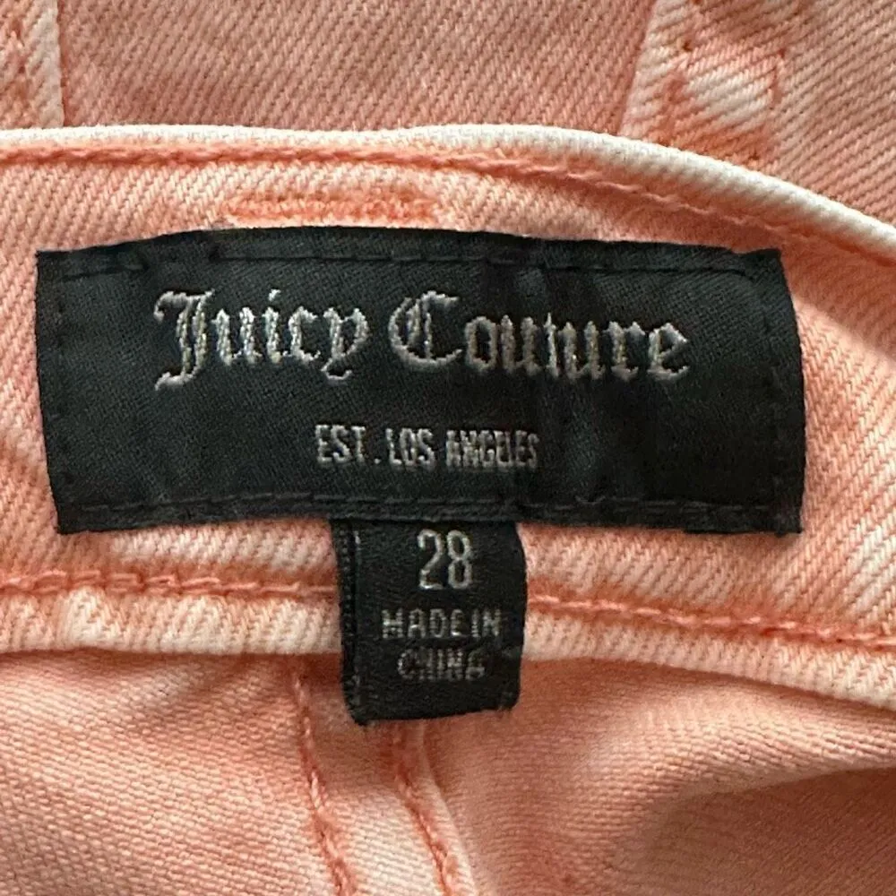 Juicy Couture Acid Wash Wild Peach Pacific Short HR Shorts Size 28 - Image 3