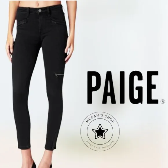 PAIGE $219 Daryn Zip Ankle NightCat Black Skinny Jeans Zip Cargo/Ankle style 31 - Image 2