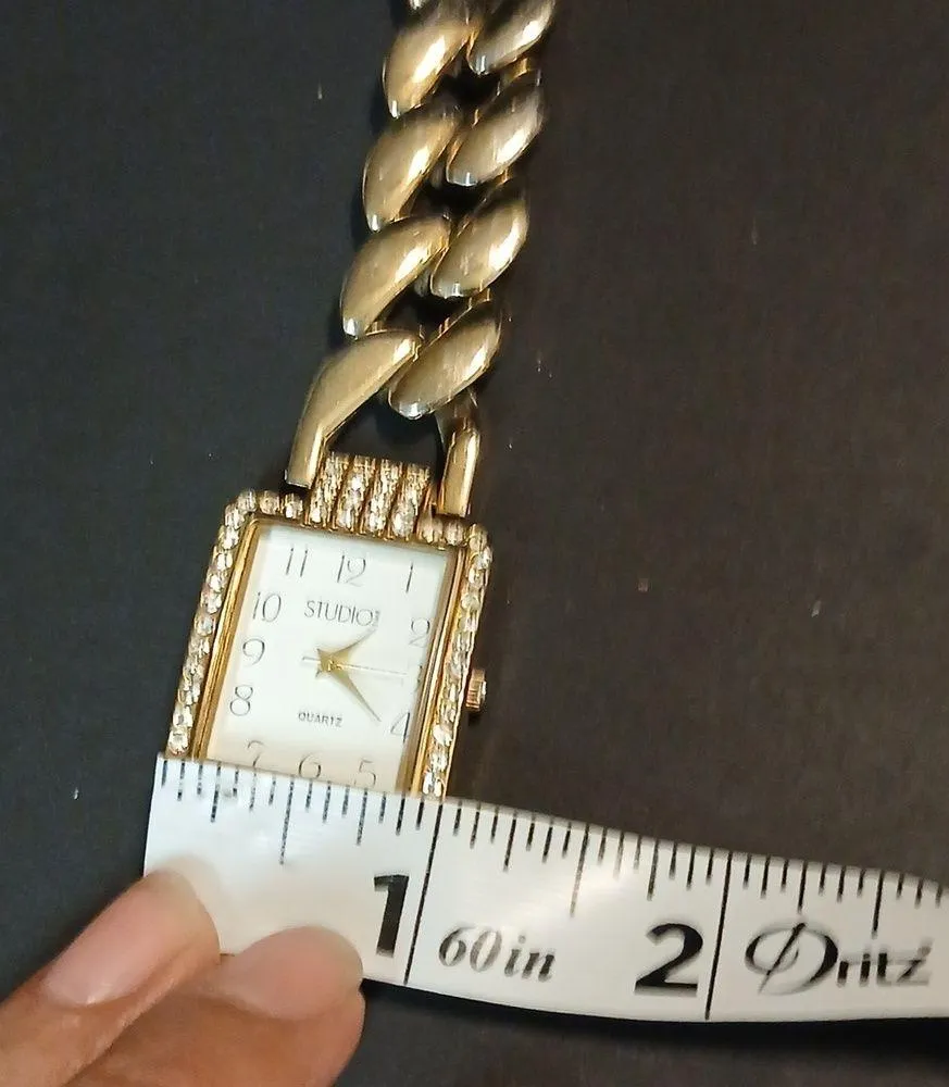 Studio time Quartz goldtone blinged out chain watch Gold - Image 9