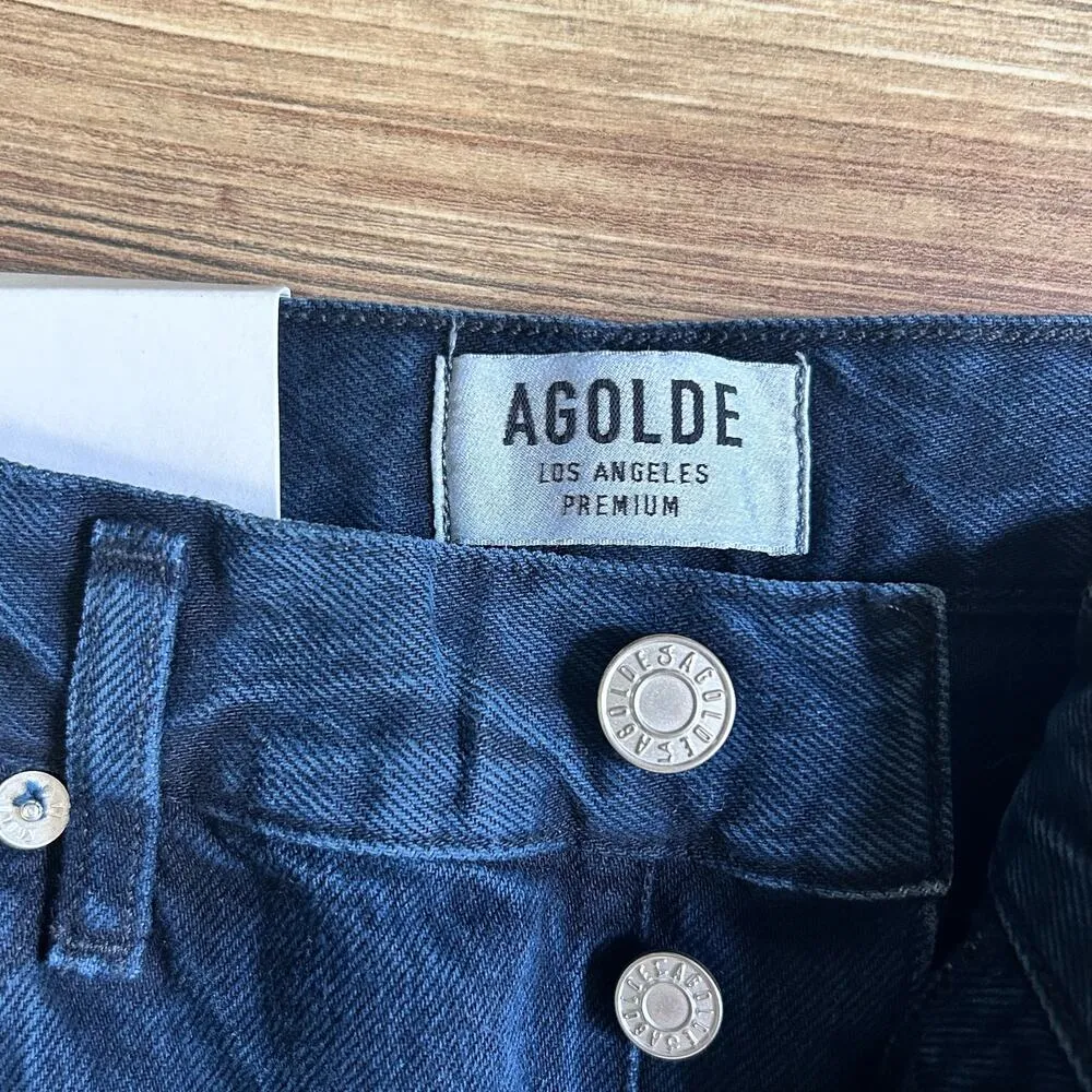 Agolde Jeans Riley High Rise Straight Crop New NWT Dark Wash Denim Distressed 26 - Image 13
