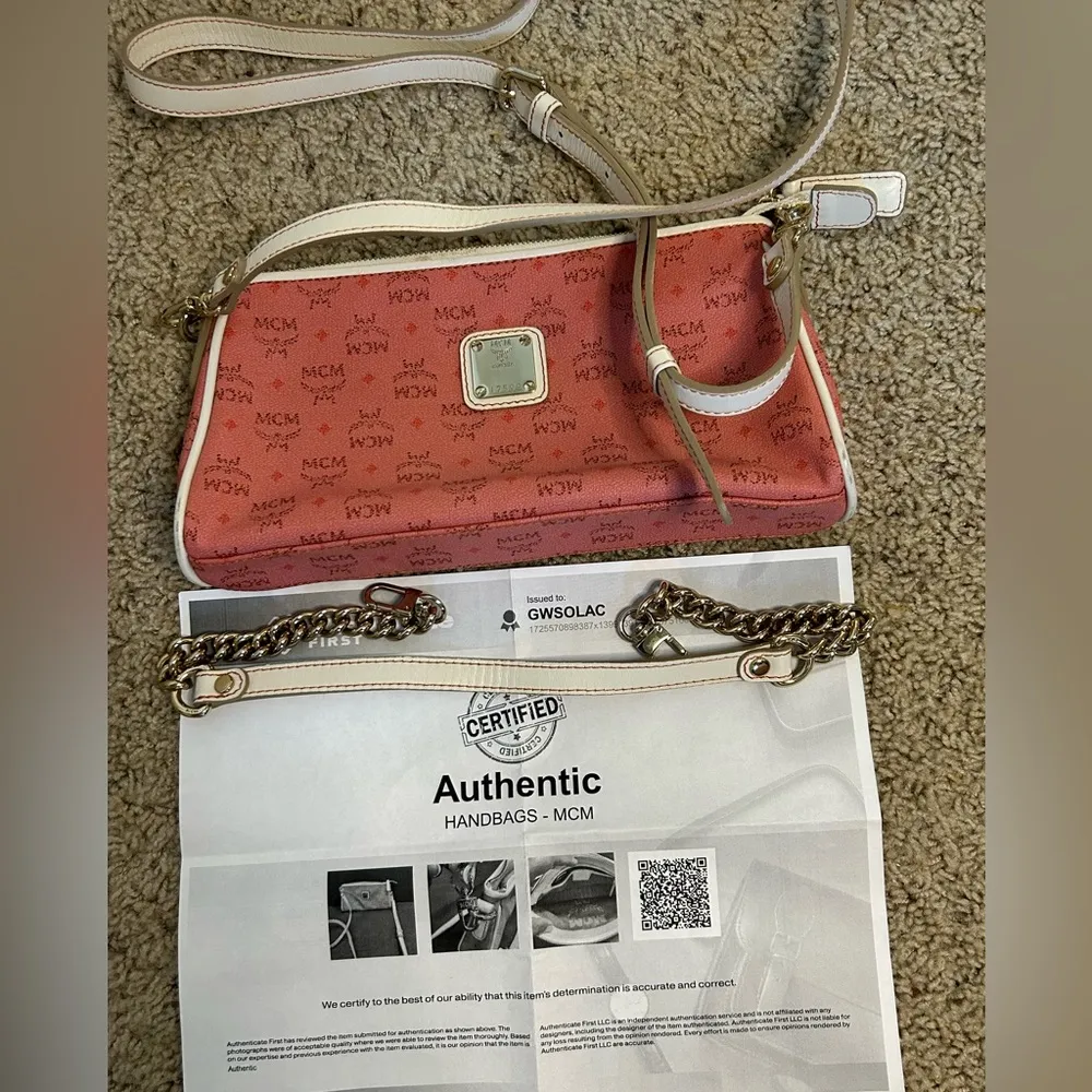 MCM mini purse also comes with a crossbody strap - Image 7