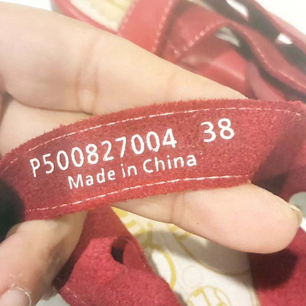 Fly London Sandals Womens 38 Red Exon871fly Leather Lace Up Wedge Comfort - Image 4