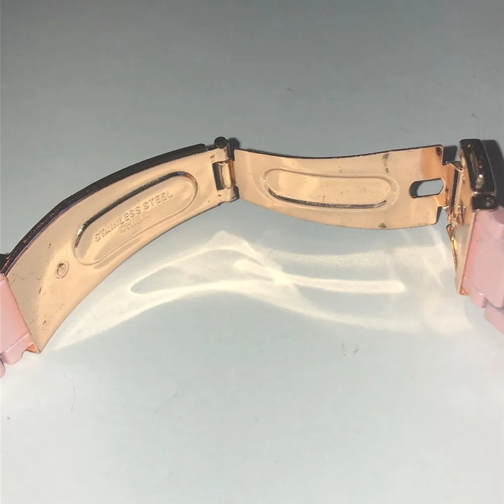 Rose Gold Tone Pink Enamel CZ Rhinestone Bling Watch Boho Wristwatch NEW BATTERY - Image 7