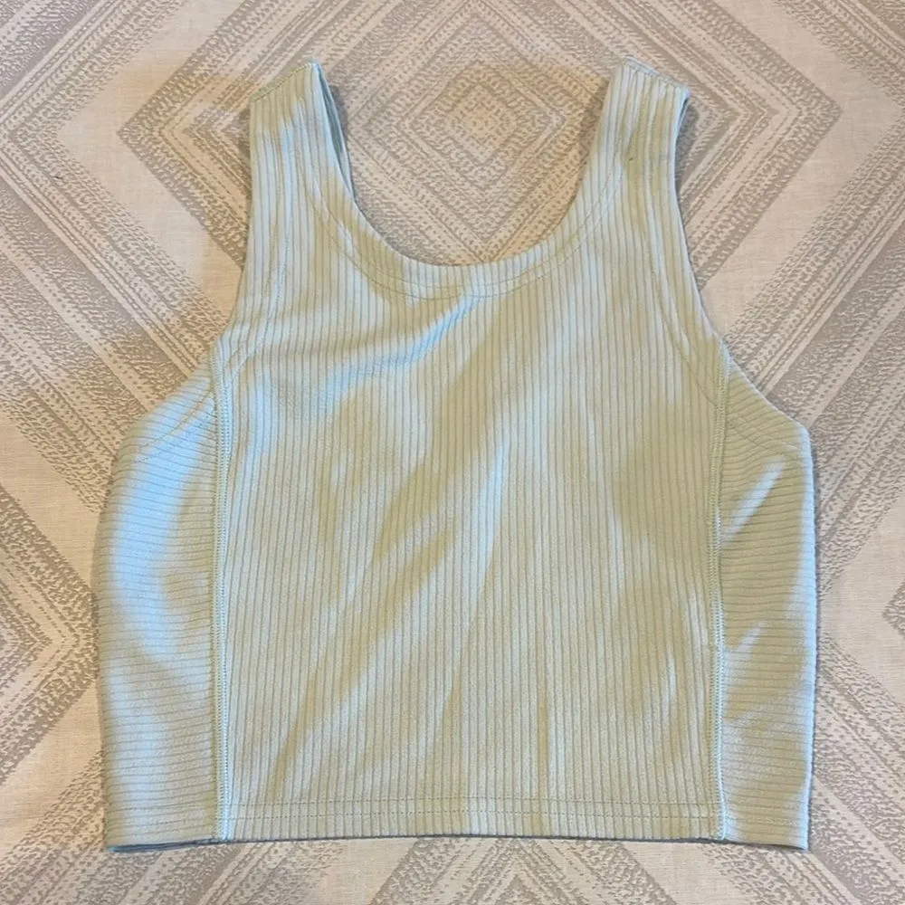 Lululemon Ribbed Softstreme Cropped Tank Kohlrabi Green - Size: 0 - Image 3