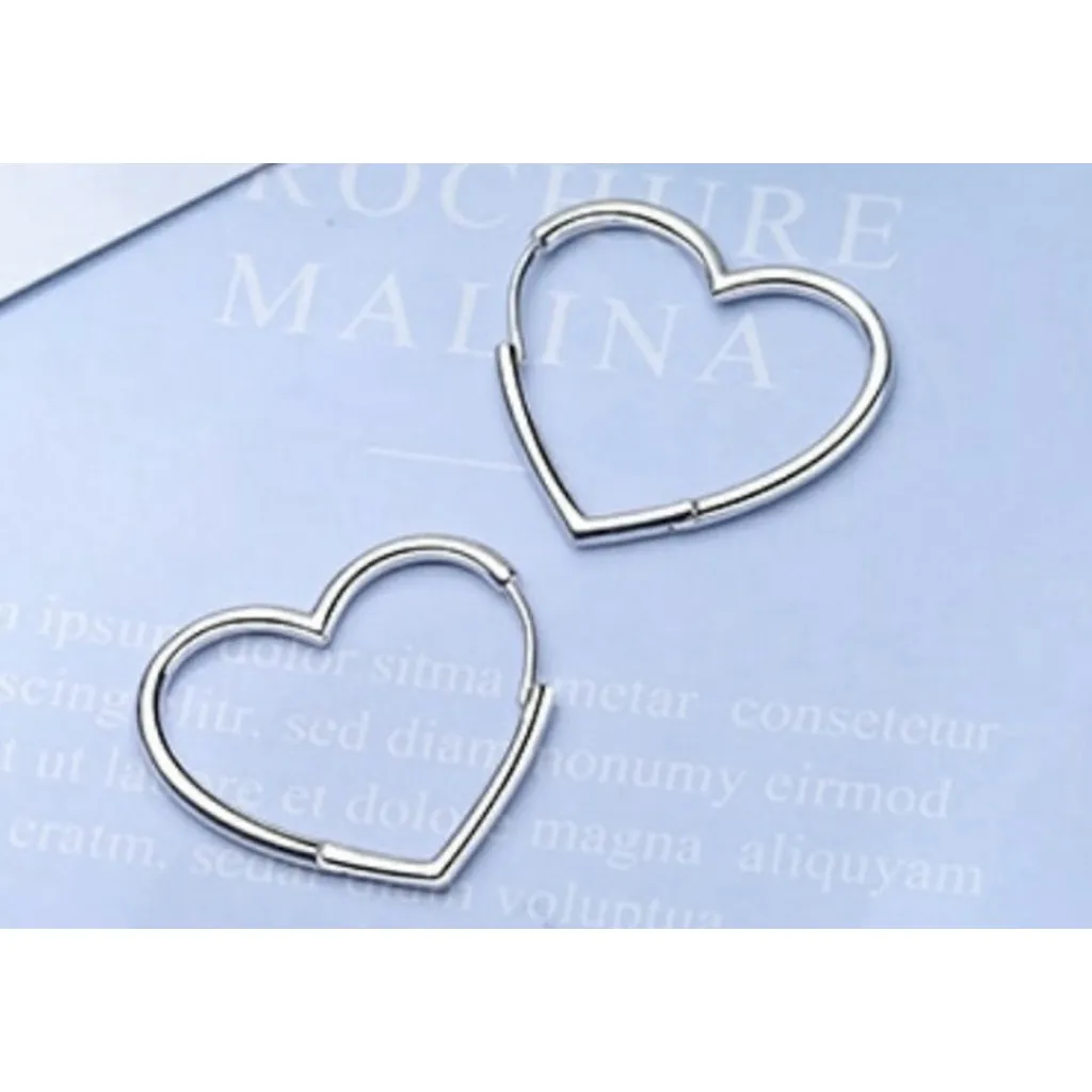 NEW Heart Hoop Earrings, Rhodium Plated‎ 925 Silver - Image 9