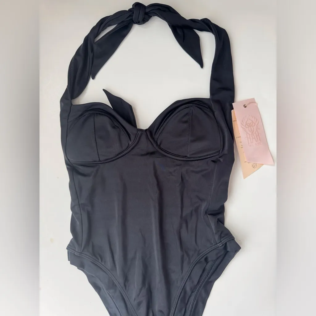 Free People We Are HAH NWT‎ Women’s Black Fair Resort One Pieces Swimsuit Size S - Image 4
