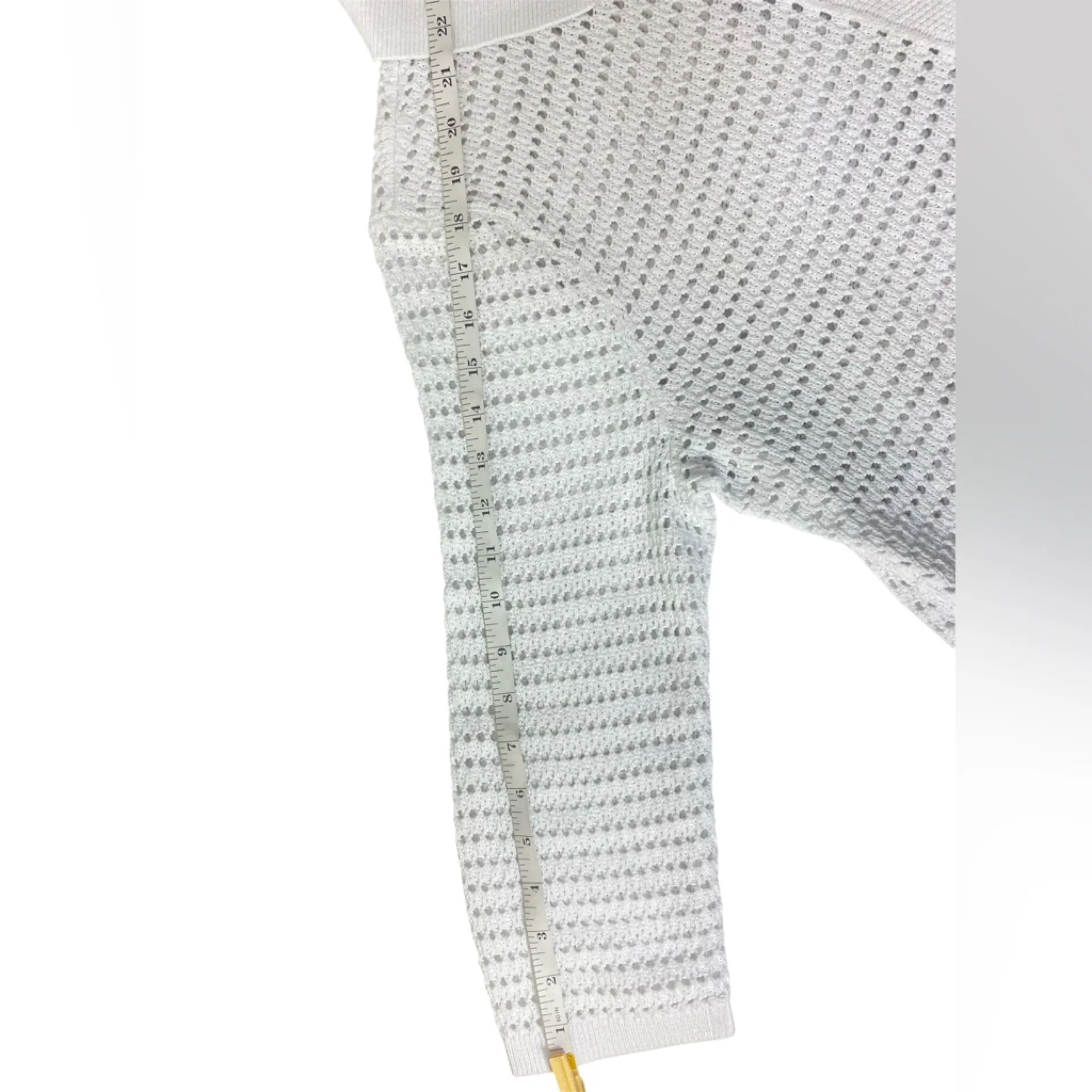 J. Jill Women’s M Petite White Button Front Cotton Blend Open Knit Cardigan Size undefined - Image 10