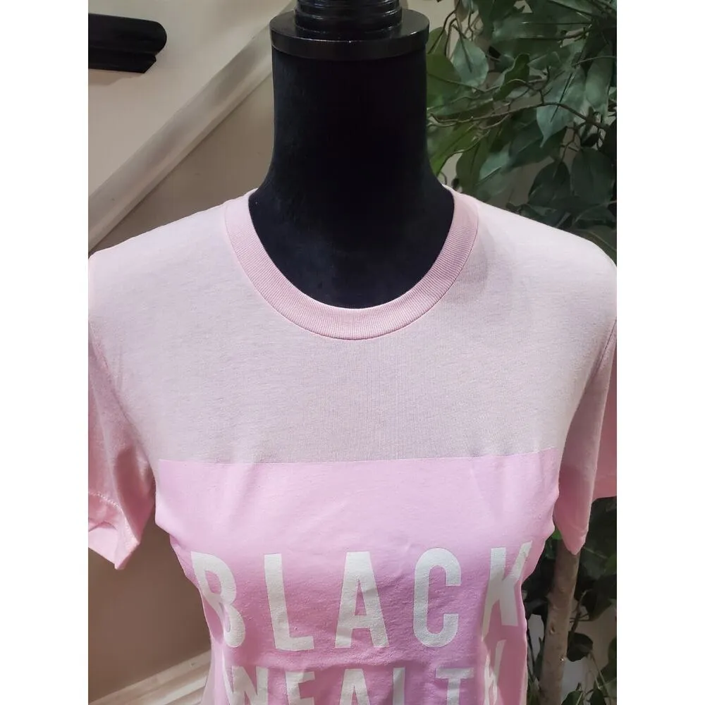 Swarthy Mystic Women's Pink Solid 100% Cotton Crew Neck Black Wealth T Shirt Top Size XS - Image 2
