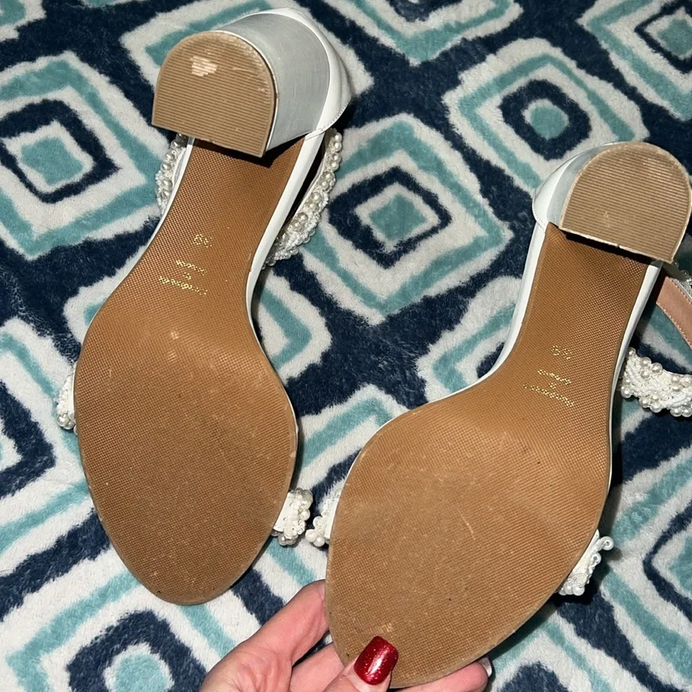 Pearl Block Heel Handmade in Greece Size 8 - Image 8
