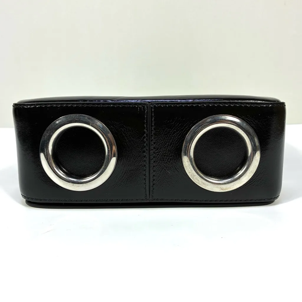 Moschino Couture Metal Logo Crossbody Shoulder Bag Black NWT Eyelets - Image 11