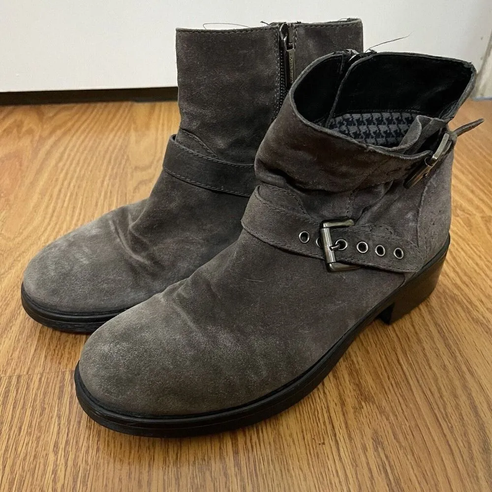 Aquatalia Gray Suede Leather Buckle Moto Boots Women's Size 7.5 - Image 2