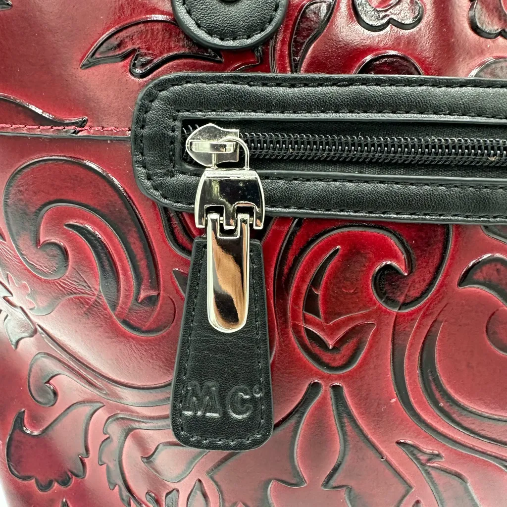 Elegant Red Embossed MC Tote Bag - Image 5