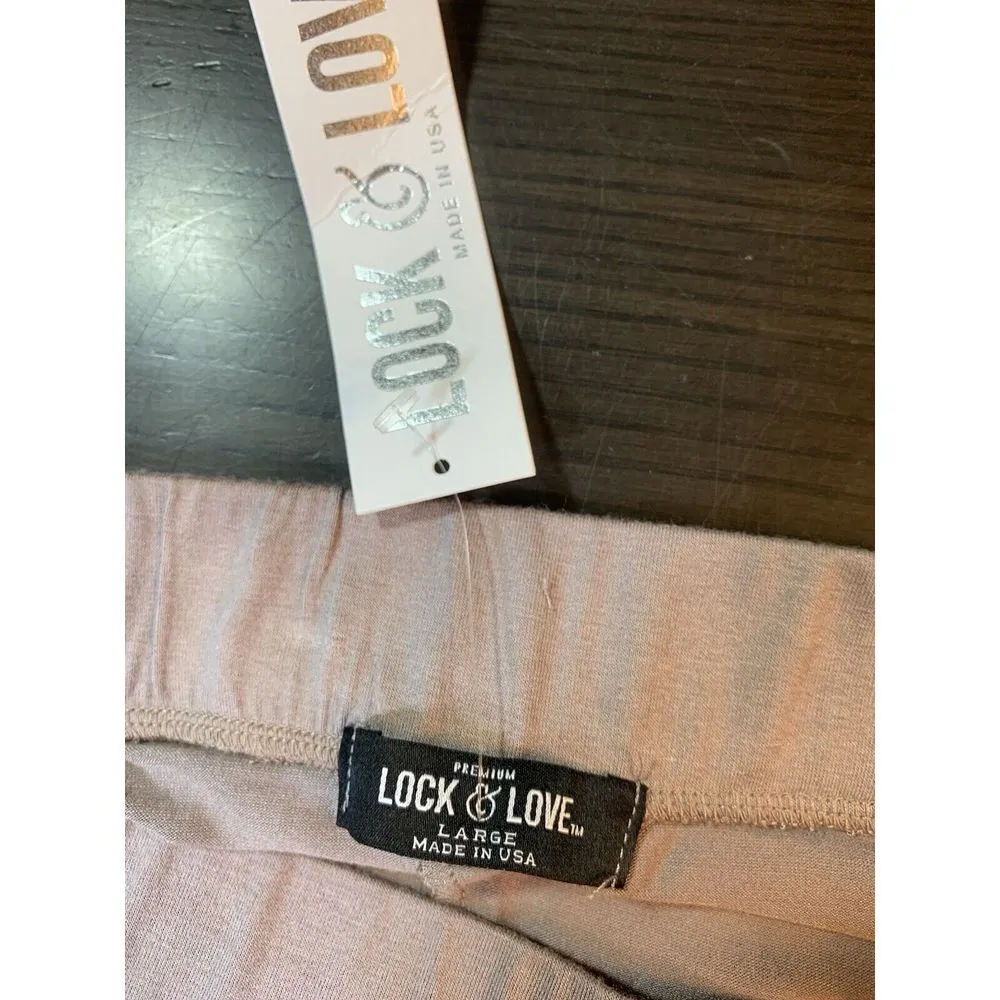 Lock & Love Neutral Long Maxi Skirt Size Large Pull On Elastic Waistband Minimal Tan - Image 4