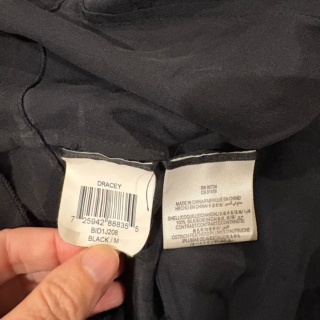 BCBGMAXAZRIA Dracey Sequin Feather Top silk  black M - Image 7