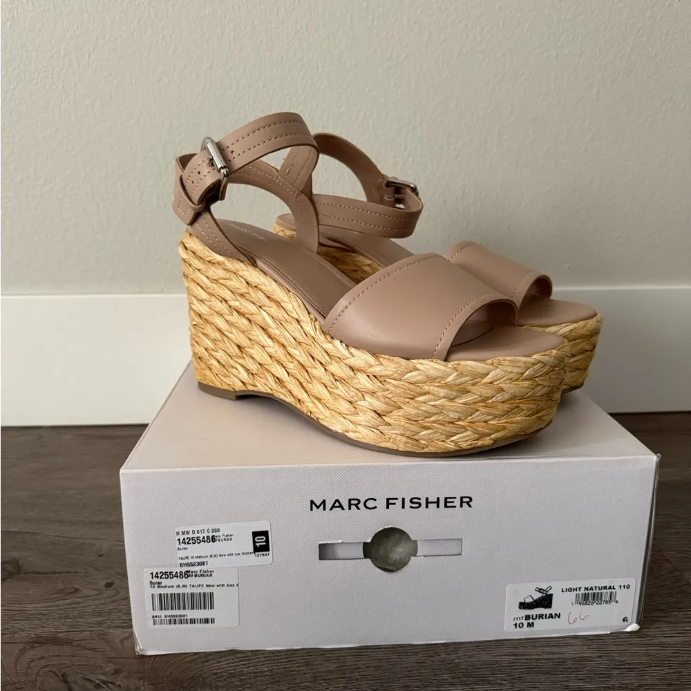 Marc Fisher Burian Espadrille Wedge Dress Sandals Size 10 -‎ Light Natural - NWB - Image 8