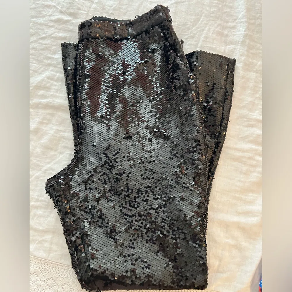 ASOS  luxe Black Sequin flare pants size 12 high waisted - Image 4