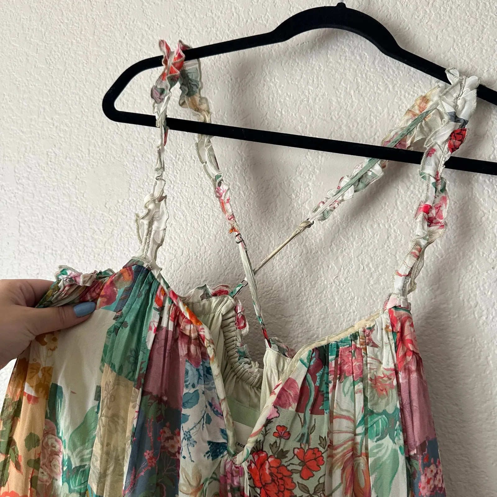 By Anthropologie Chiffon Shift Midi Dress in Pink Combo Size XS NWT - Image 6