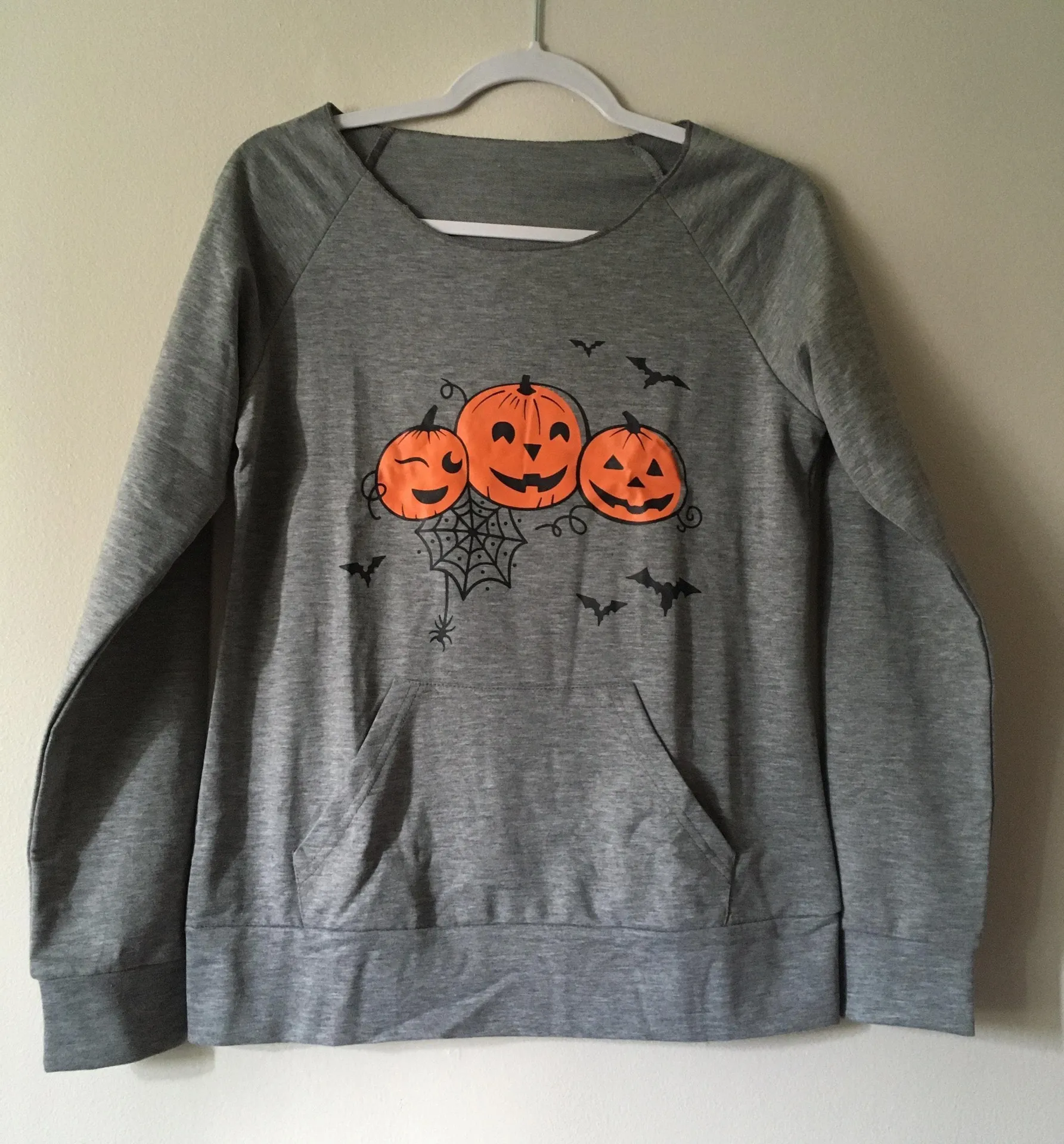 Halloween Pumpkin Sweatshirt, XXL🎃 Gray - Image 2