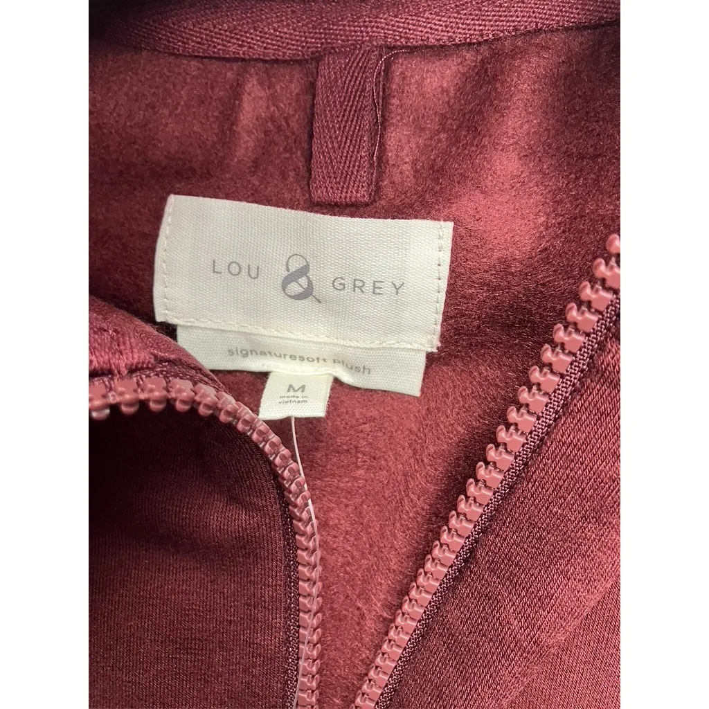 Lou & Grey Nordstrom Signature Soft Plush 1/4 Zip Sweatshirt Maroon Burgundy  M - Image 6
