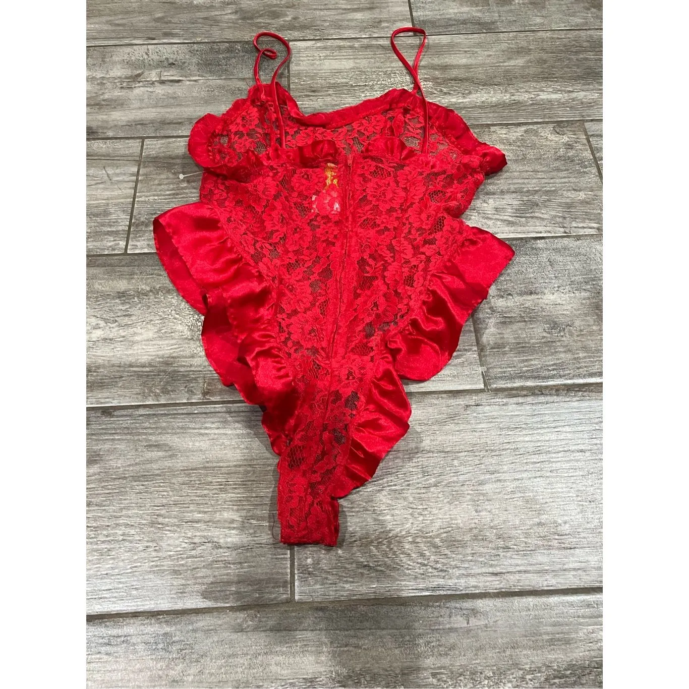 Vintage Gold Label Victorias Secret Red Lace Bodysuit Size Medium - Image 2