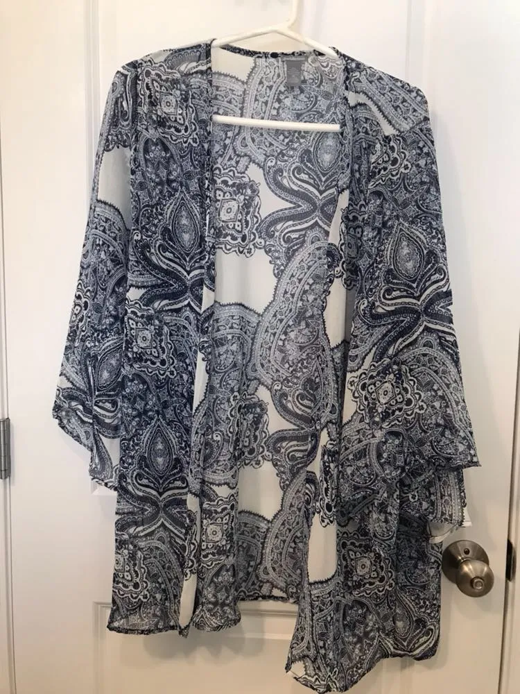 Stylish Sheer Cover Up Blue Size M - Image 3