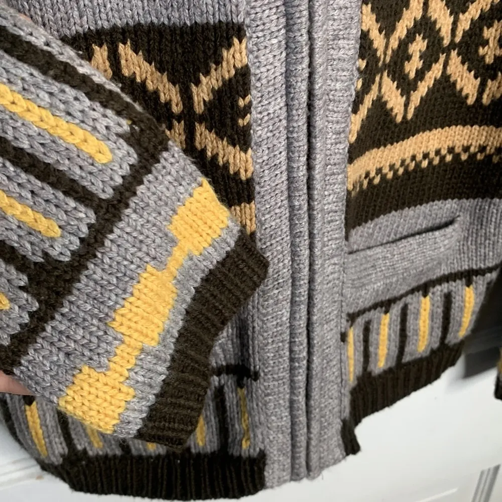 Anthropologie Sparrow Knit Zip Nordic Fringe Sweater Hoodie Cardigan W-168 Sz XS - Image 7