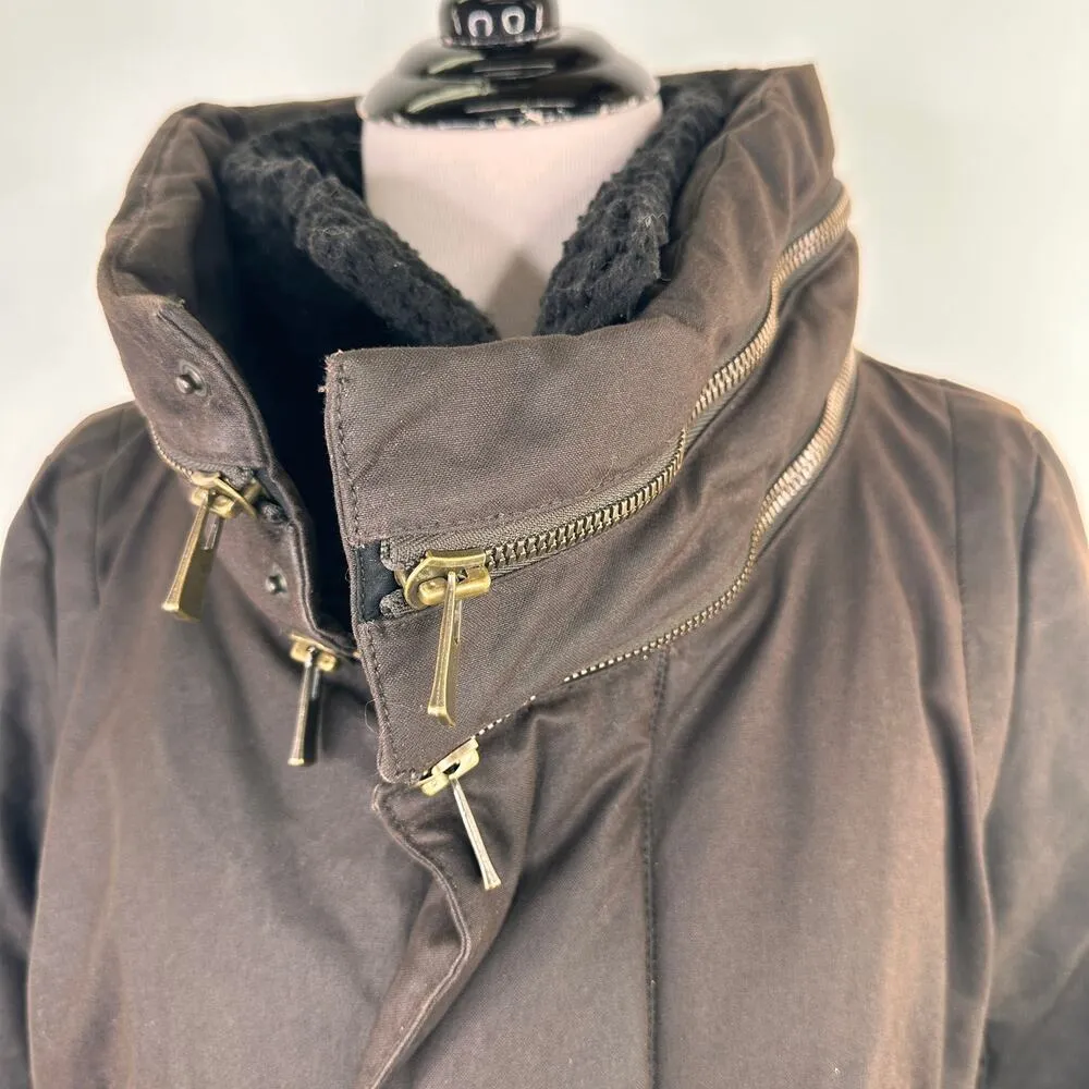 Givenchy Brown Oilskin Double Zipper Fleece Lined Jacket Size 40 - Image 6