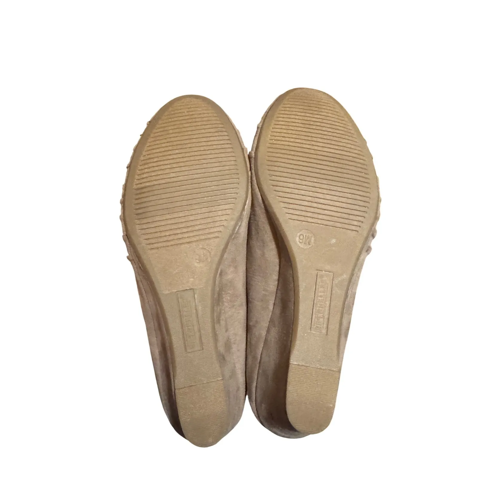 Anthropologie Seychelles Women's 9W Wide Taupe Suede Ruched Wedge Heel Shoes - Image 6