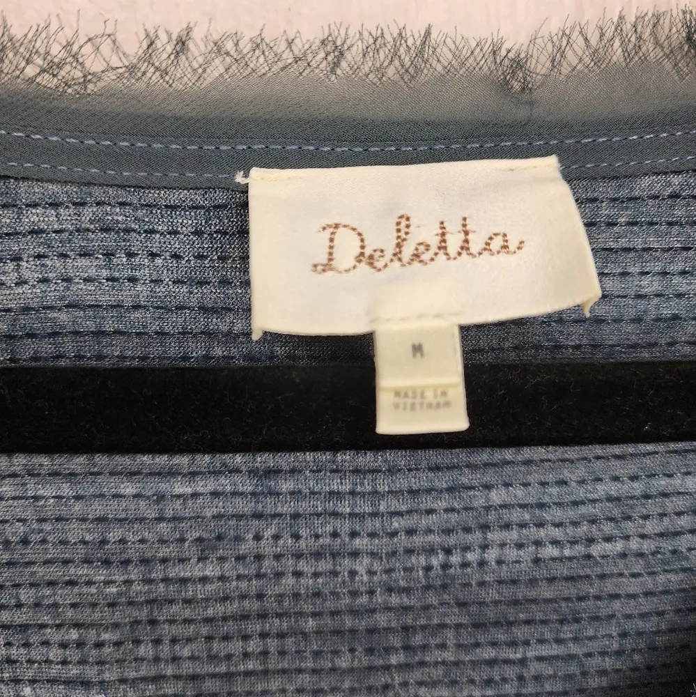 Anthropologie Deletta Thea Peplum Top Blue Size M - Image 4