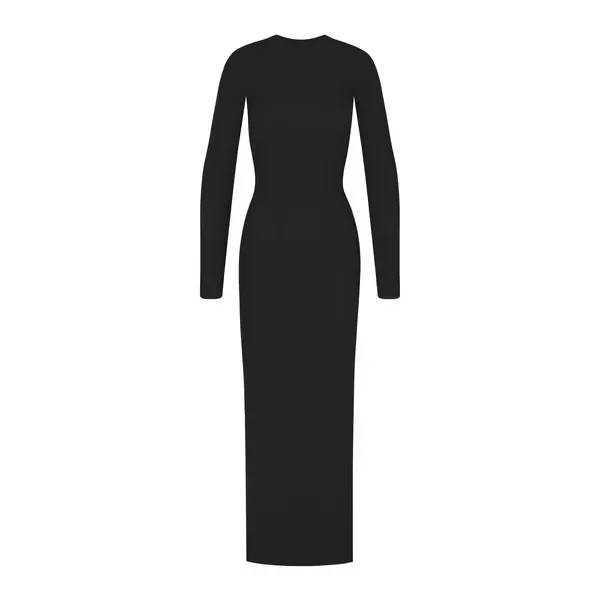 Skims Waffle Crew Neck Long Dress in Ash, Size X-Small - Image 7