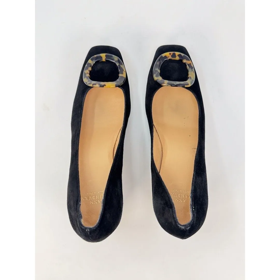 ANN MASHBURN Womens Buckle Heels Black Suede Court Square  EU40 US 9.5 - Image 9