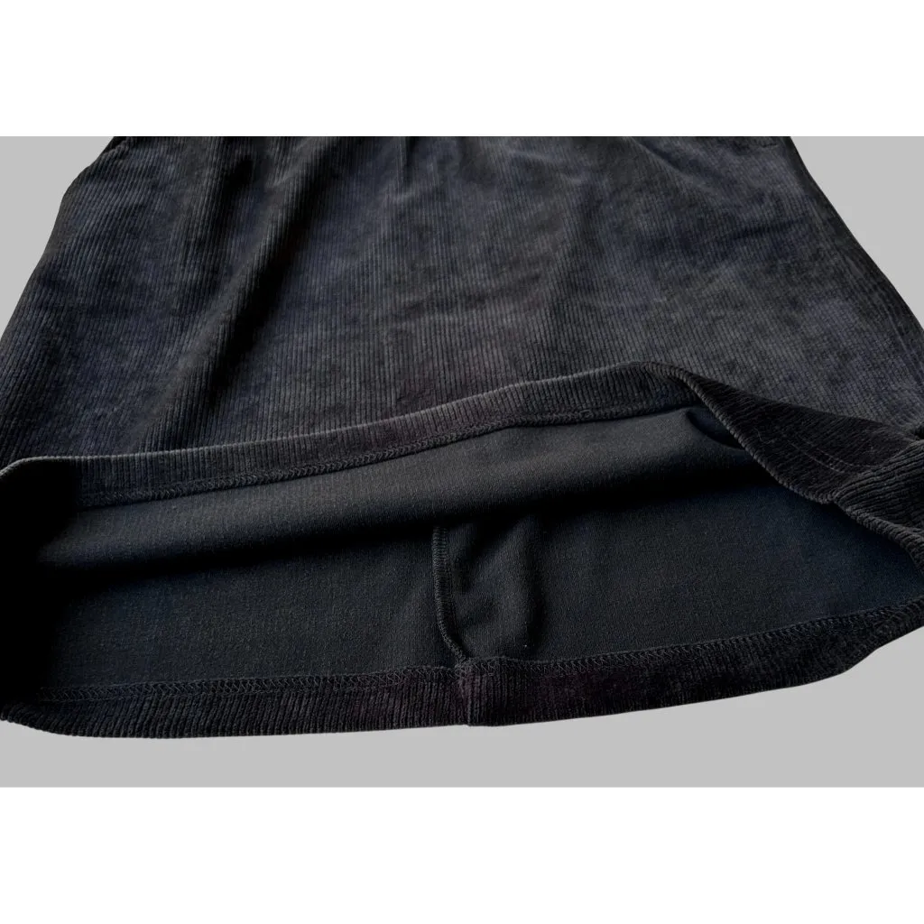 Lands End Black Corduroy Skirt Medium 10-12 Elastic Stretch Waist Work School - Image 6