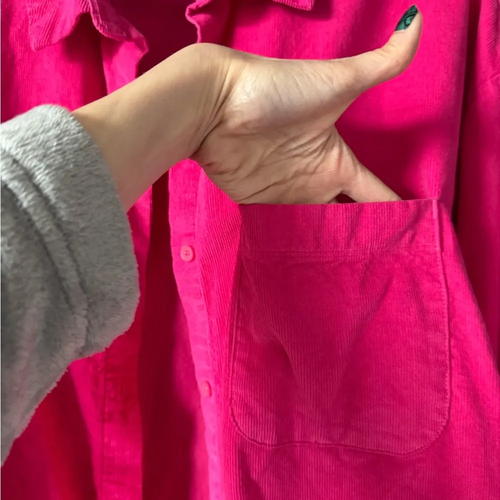 EUC | Corduroy | Women's Pink Button-Up Shirt - Image 4