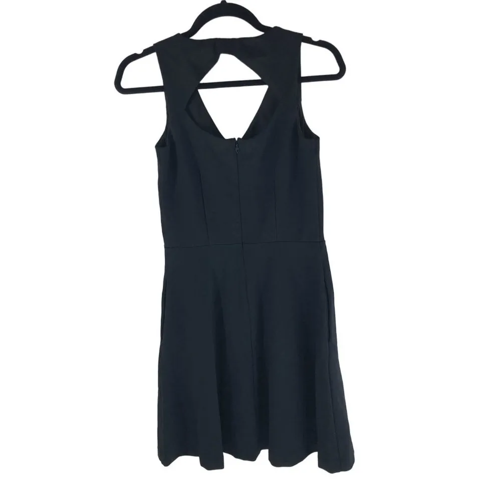 Ann Taylor Loft Womens Dress A Line Sleeveless Open Back V Neck Black 0 - Image 2