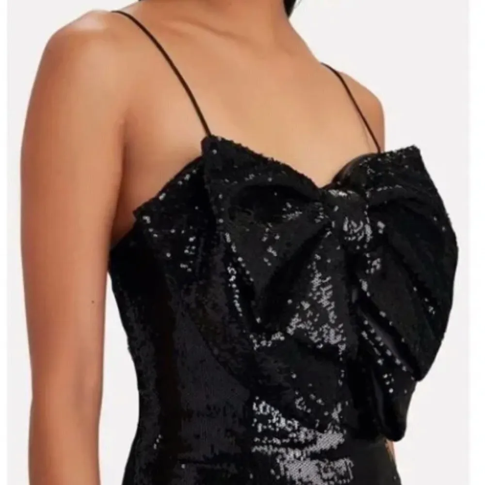 NEW Ronny Kobo Lindsay Black Sequin Bow Mini Dress - Image 2