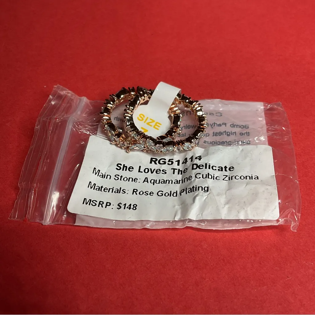 Bomb Party RG51414 “She Loves The Delicate” Cubic Zirconia RoseGold Sz7 Ring NWT Gold - Image 6