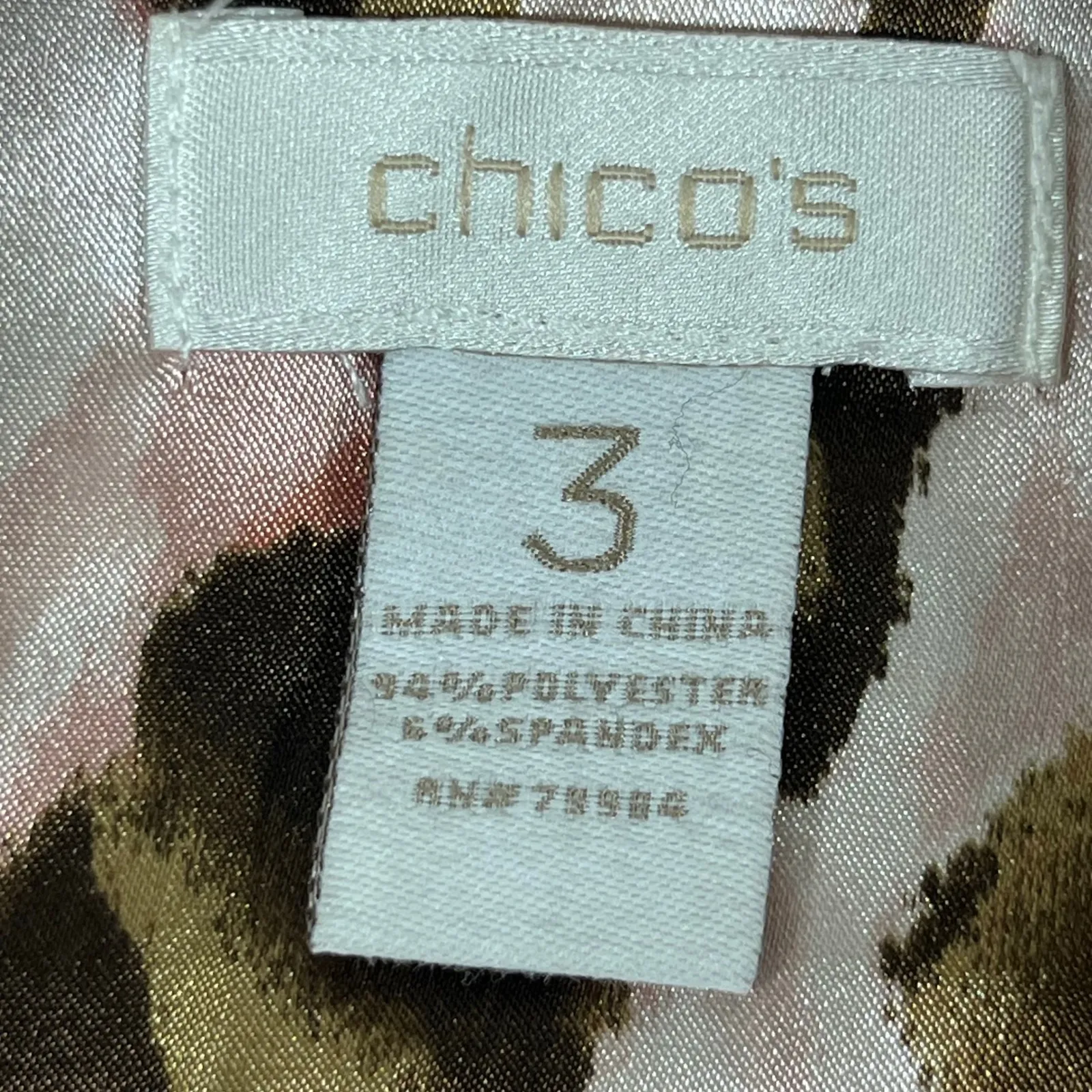 Chicos Women Leopard Print Button Front Long Sleeve Top Mob Wife Pink/Brown Sz 3 - Image 6