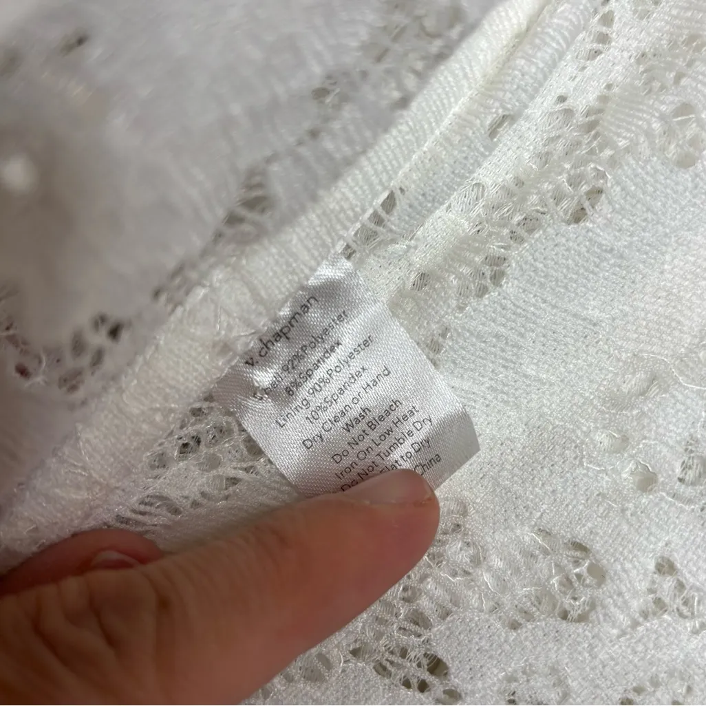 V. Chapman Delphine Stretch Lace Corset Crop Top White Size 8 - Image 13