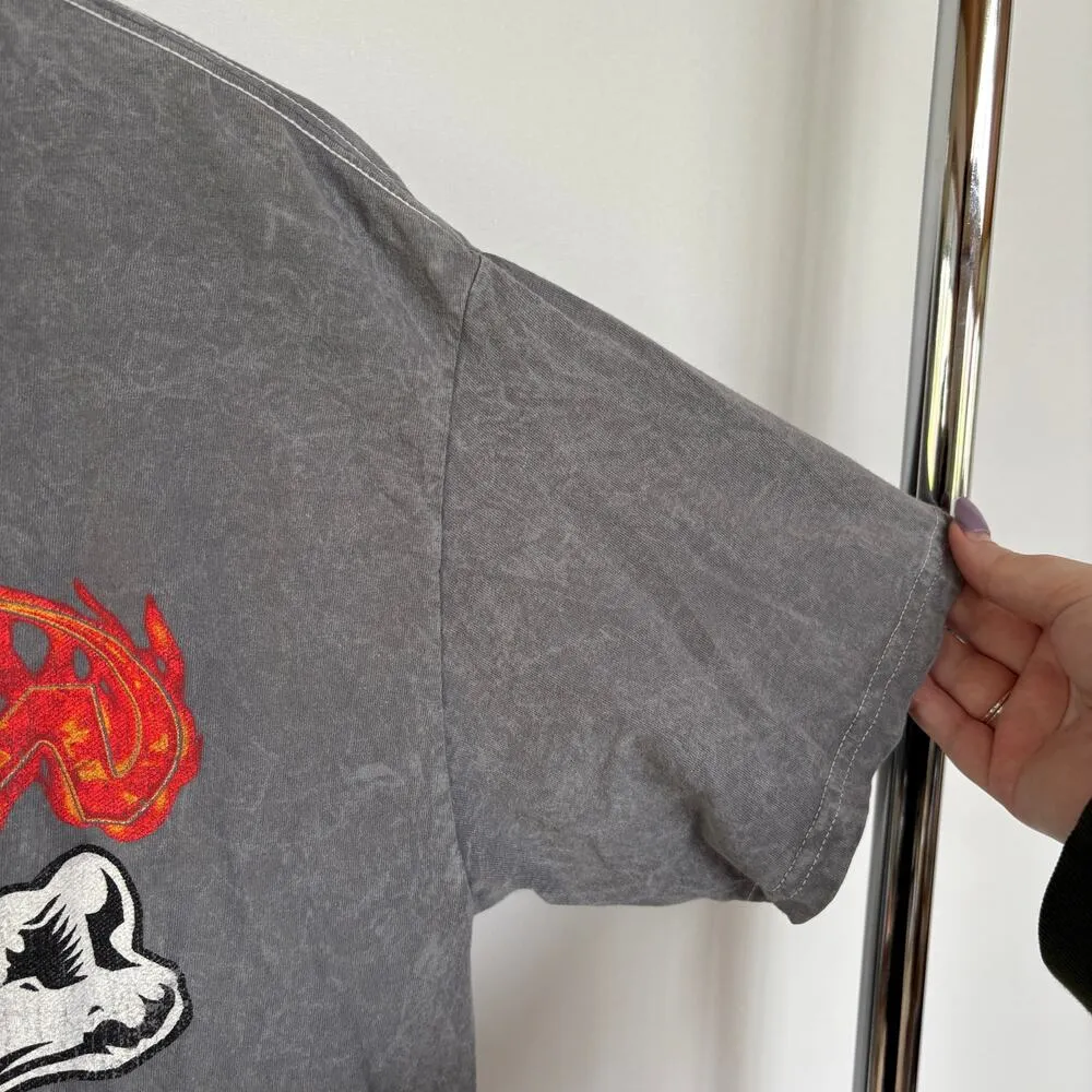 Poison Rock Band Concert Tee Skull Grunge 1988 Tour Music Acid Wash Gray Medium - Image 6